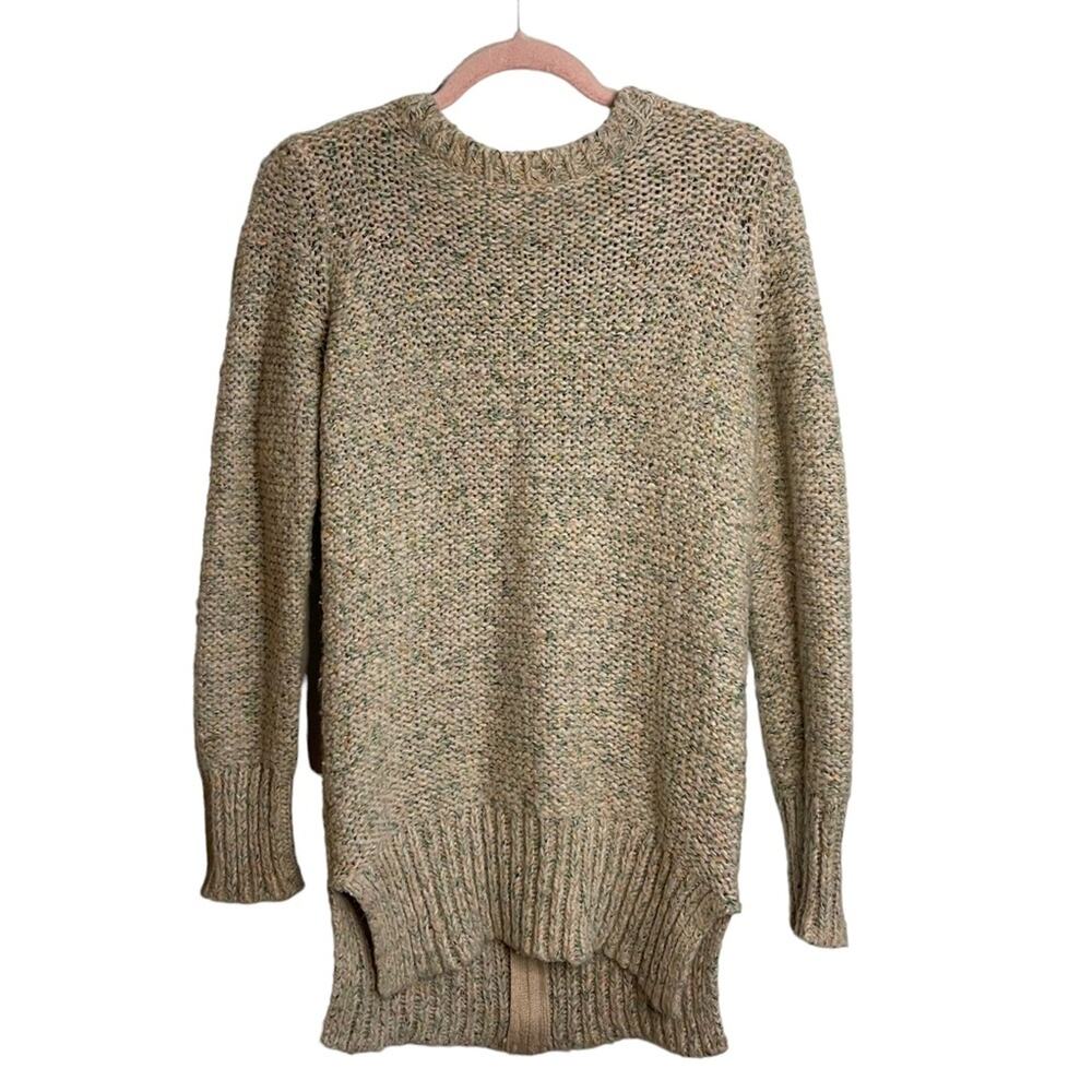 Anthropologie Kaisely Cream Rainbow Confetti Zipper Back Wool Blend Sweater